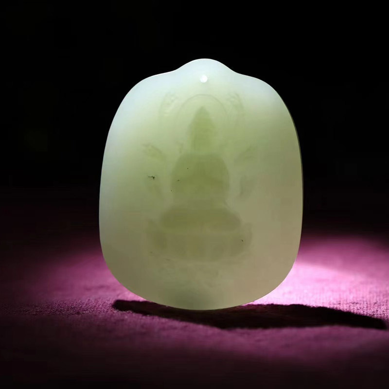 天然新疆和田玉玉器供应链青海料老料冰晴水玉石千手观音吊坠挂件