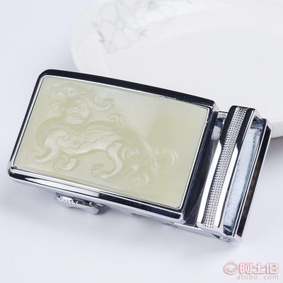 【峰元天然新疆青海料和田玉男款青海和田白玉貔貅皮带扣玉石腰带扣】 - 产品库